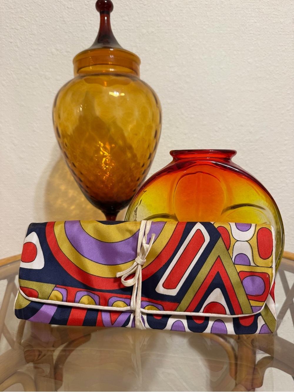 Vintage 1960s Pucci Inspired Saks Fifth Avenue Silk Psychedelic Jewelry Cosmetic